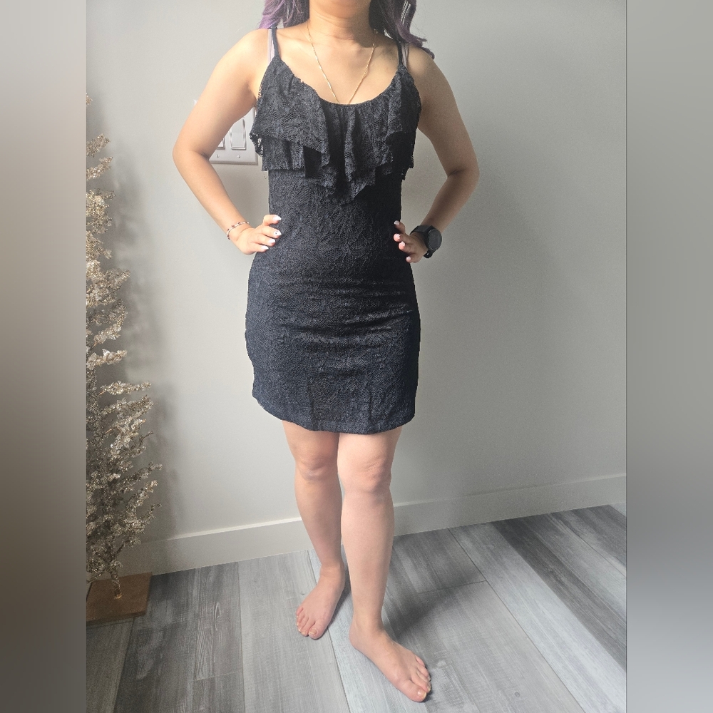 Nightcap | Black Ruffle Mini Dress